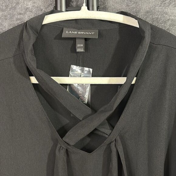 Lane Bryant Long Sleeve Black Solid Button Down Blouse Shirt Womens 22/24 New - Picture 11 of 12